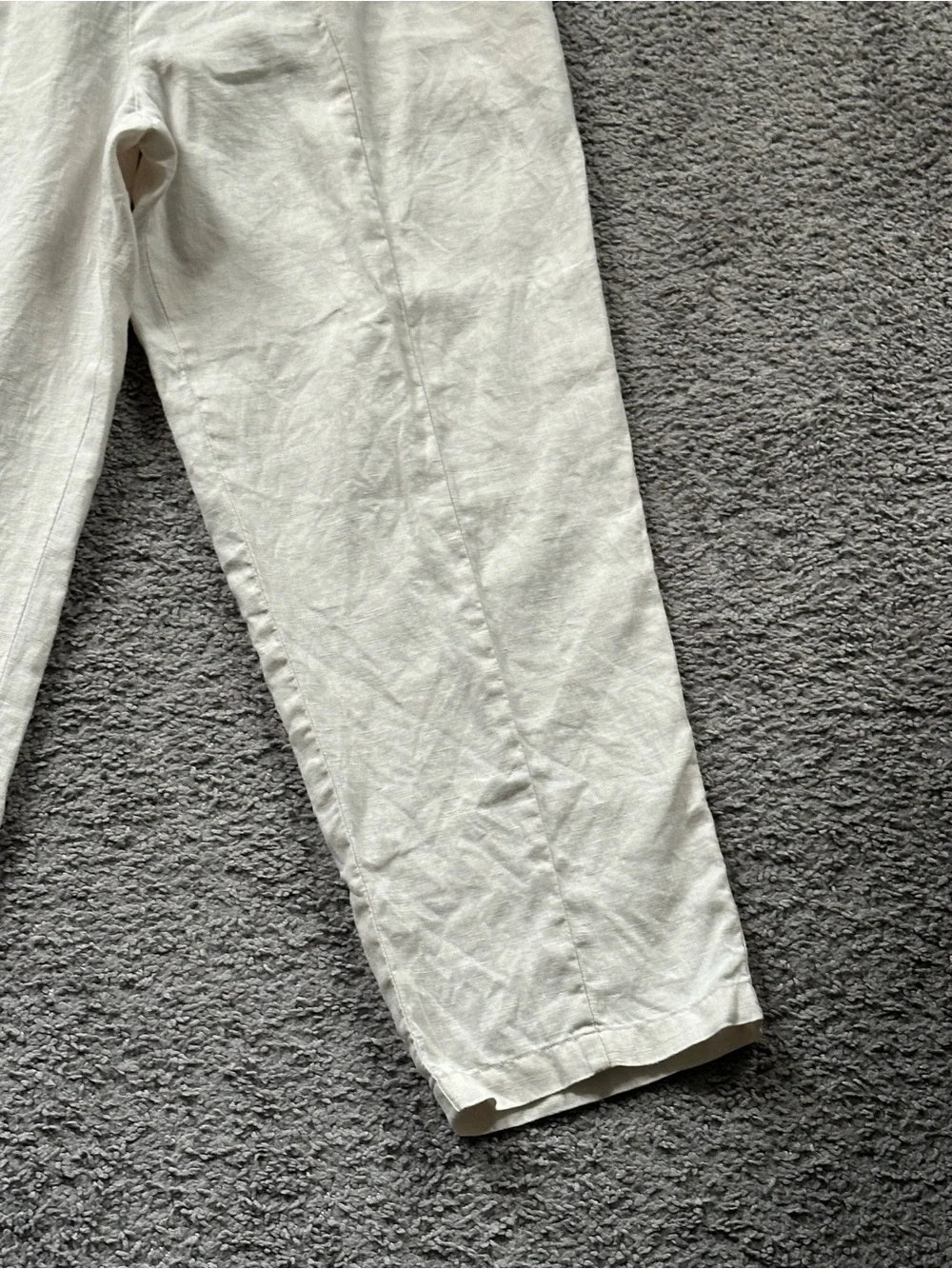Quince Linen Elastic Waist Crop Pants - Beige / Flax Large
